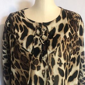 Beautiful Cheetah Print Bell Sleeve Blouse